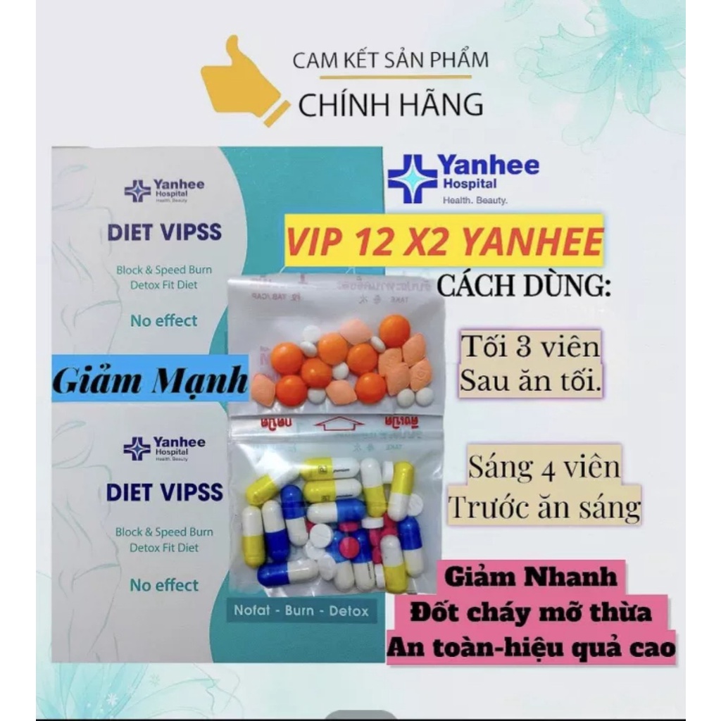 Giảm Cân Nhanh VIP 12 X2 Yanhêe giảm mạnh ( 1tuần)