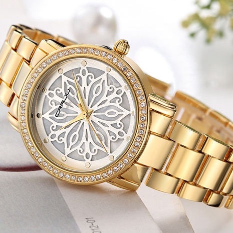 Đồng hồ thạch anh CRRJU 2109 S bằng thép không gỉ chống thấm nước cho nữ