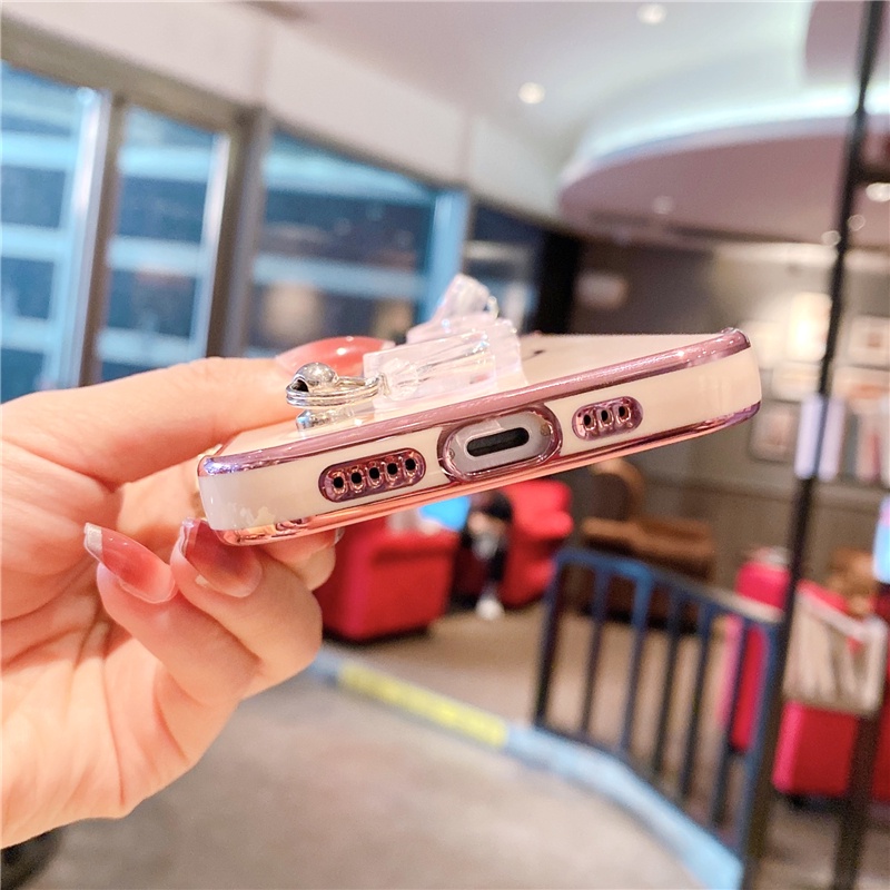Ốp Điện Thoại Dẻo In Hình Mặt Cười Mạ Sang Trọng Có Dây Đeo Tay Cho iPhone 13 11 Pro 12 Mini 7 8 Plus X XR XS Max SE2