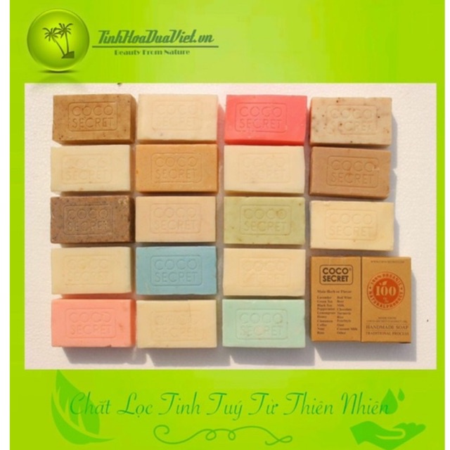 🥥 110gr XÀ BÔNG COCO SECRET GẠO mờ nám, giảm mụn, trẻ hoá da (Xà phòng sinh dược COCOSECRET)