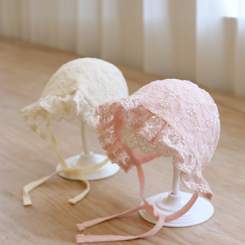 Mũ Trùm Đầu Phối Ren Lưới Thoáng Khí Kiểu Công Chúa Dành Cho Bé Gái