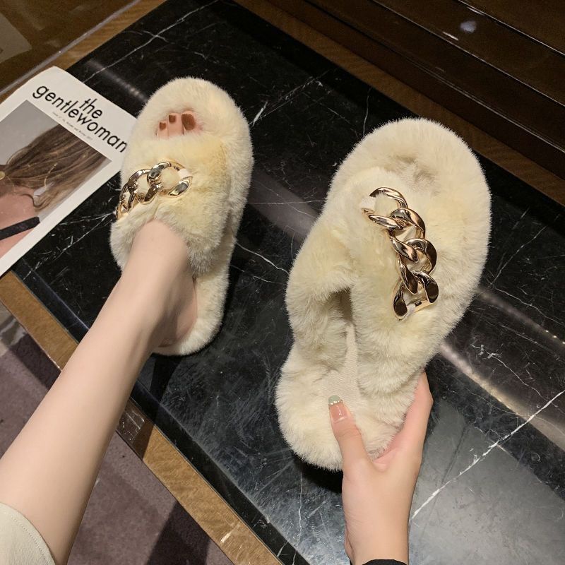 Dép Bông Quai Chéo Thiết Kế Dễ Thương Cho Nữ