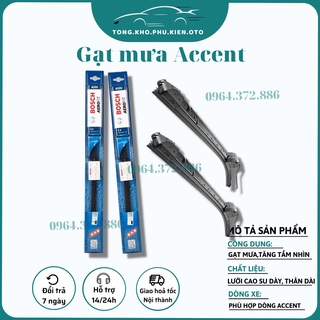 Gạt mưa xe Hyundai Accent 2015-2024 gạt mềm không xương chính hãng Bosch ( Giá 1 đôi ) size 24-16