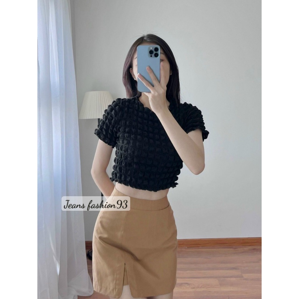 Áo croptop nữ tay ngắn - KÈM VIDEO CẬN CHẤT - Áo thun xốp nữ hottrend 2022