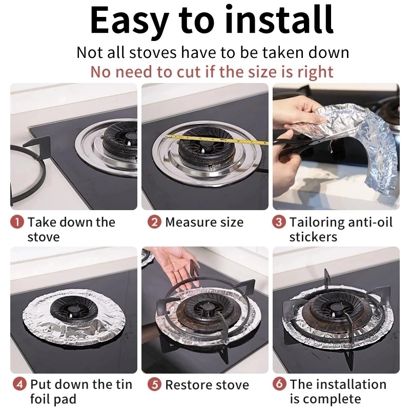 Bộ 10 Tấm Lót Bếp Ga/ Bếp Ga Hình Vuông/ Tròn/ Vuông Bằng Lá Nhôm Dày Dặn Tiện Dụng Cho Nhà Bếp