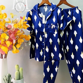 Pyjamas tay ngắn lụa satin Mai Ngô