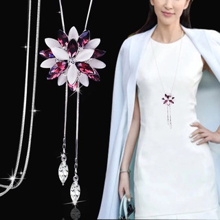 Vòng cổ dáng dài mặt hoa đính đá pha lê thời trang