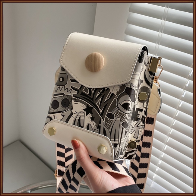 Túi Đeo Vai Hình Vuông Cỡ Nhỏ Họa Tiết Graffiti Thời Trang Cho Nữ