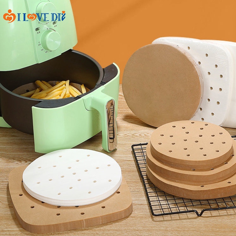 Bộ 100 Giấy Lót Chống Dính Nhiều Kích Cỡ Cho Nồi Chiên Không Dầu Bằng Silicone