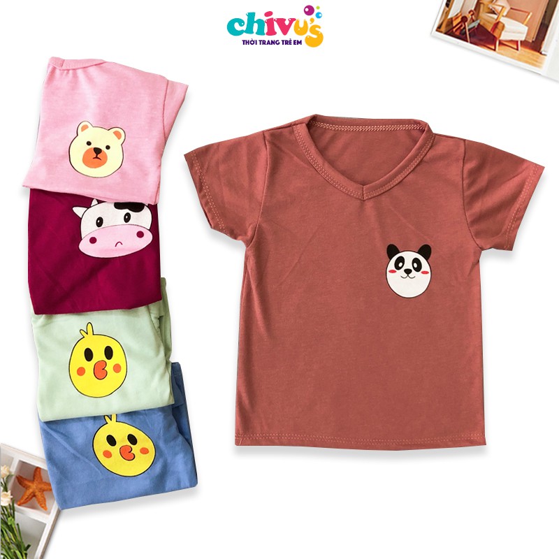 Áo phông bé trai bé gái hoạ tiết hình thú chất cotton thông thoáng quần áo trẻ em 1 2 3 4 5 6 7 tuổi CHIVU's KID