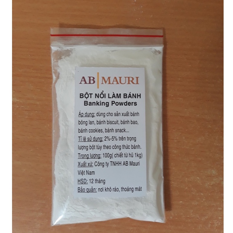 Bột nổi, bột nở, banking powder Mauri túi zip 30g, 100g  dùng làm bánh Bông lan,Cupcake,Bánh bao,cookies ..