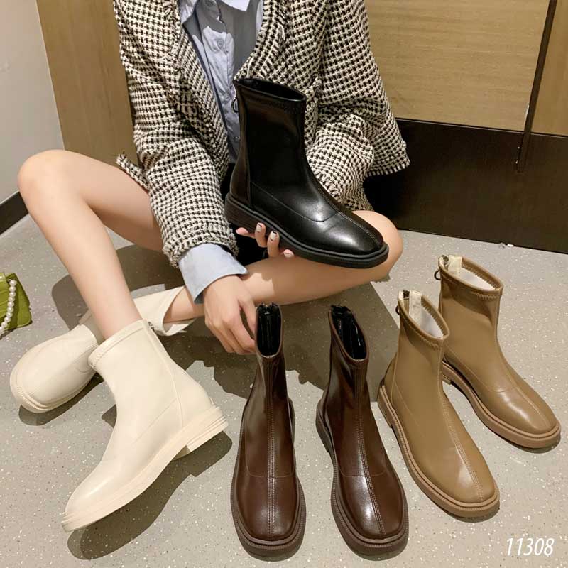 Giày boots da cổ cao nữ 11308