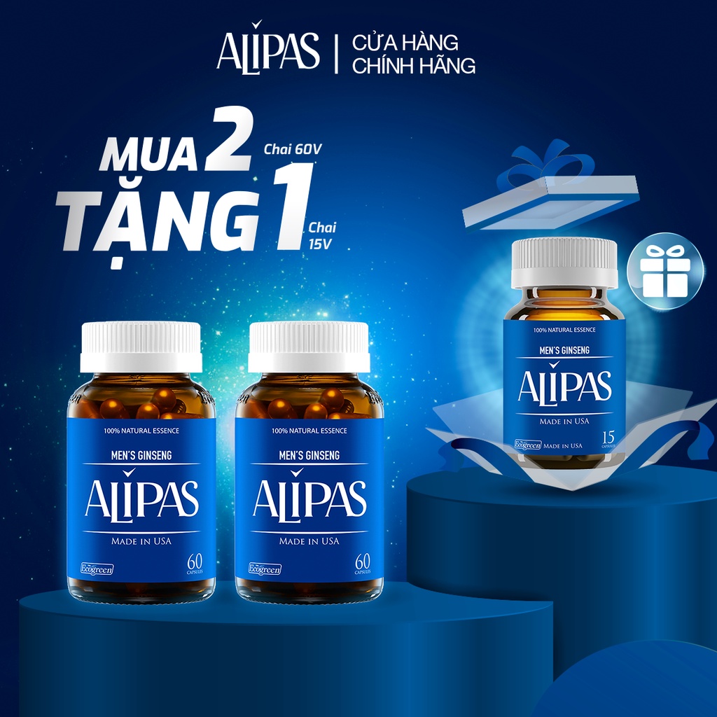 Combo 2 hộp viên uống ALIPAS 60 viên hộp tặng 1 hộp 15 viên