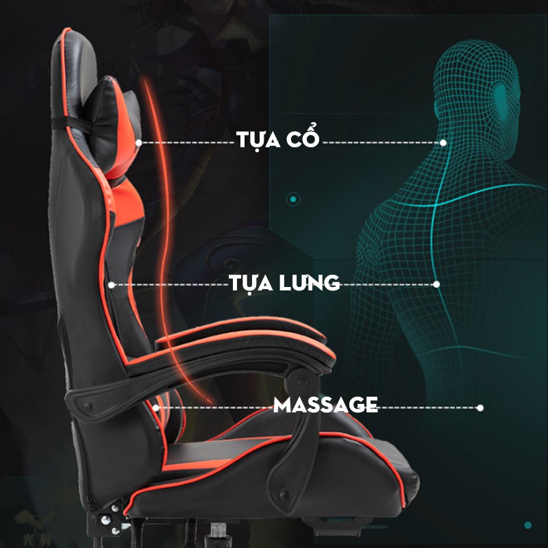 Ghế Gaming Cao Cấp, Ghế ngồi game thủ có massage và gác chân G21