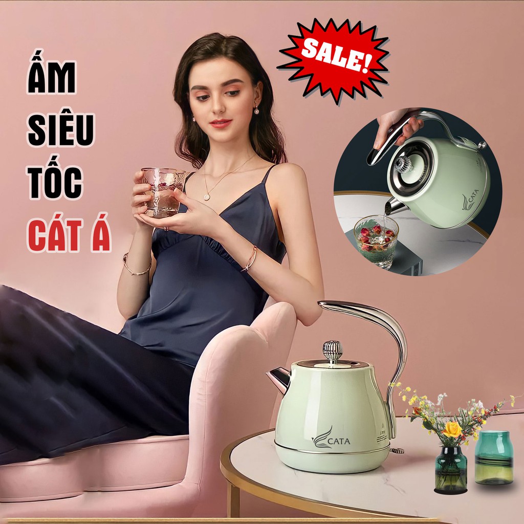 Ấm siêu tốc inox 304 CÁT Á, công suất 1500W, đun siêu nhanh siêu tiết kiệm điện - Bảo hành 1 năm