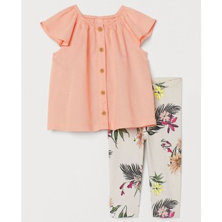 Set cotton 2 chi tiết bé gái hm