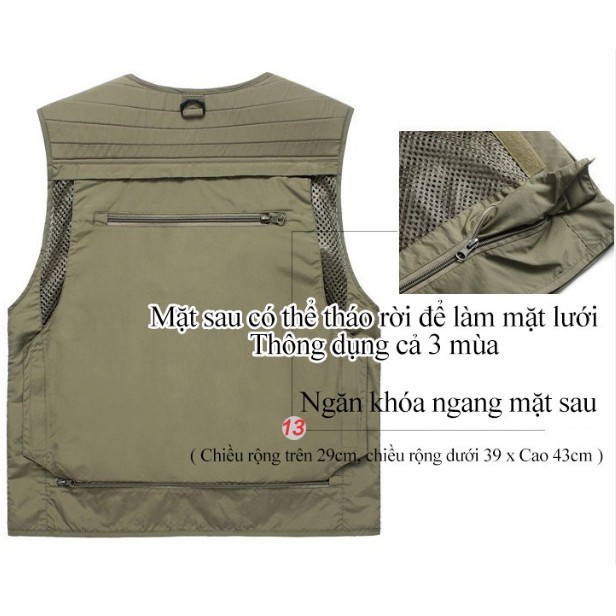 Áo gile nhiều túi cho nhà báo, nhiếp ảnh ,dân câu cá , phượt thủ - NTC