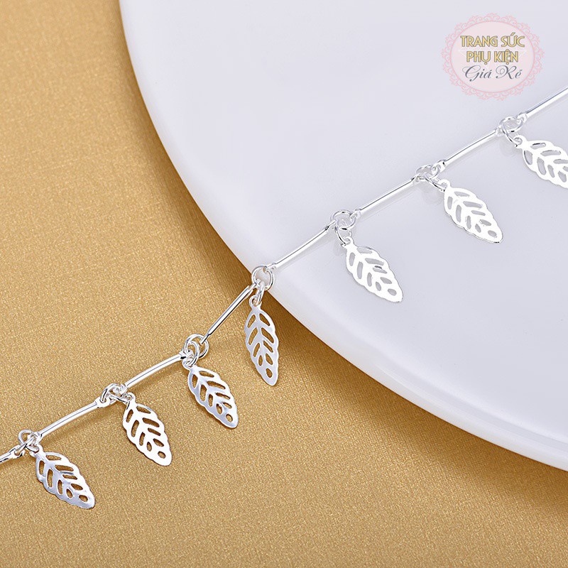 Vòng chân chiếc lá cực xinh mạ bạc S925- LC22