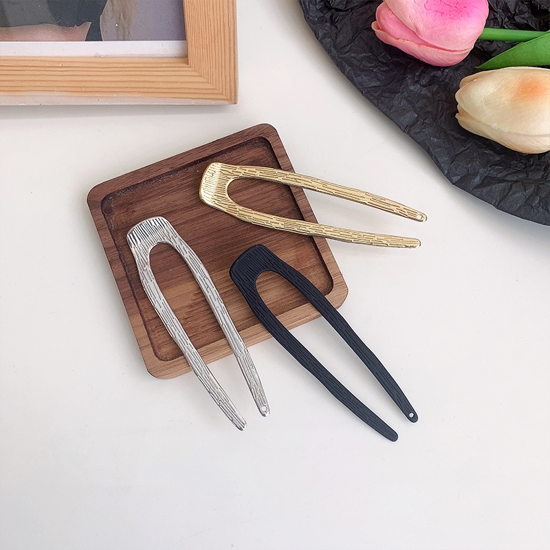 Dây Buộc Tóc Kim Loại Hình Chữ U Đơn Giản Cổ Điển Thời Trang Cho Nữ
