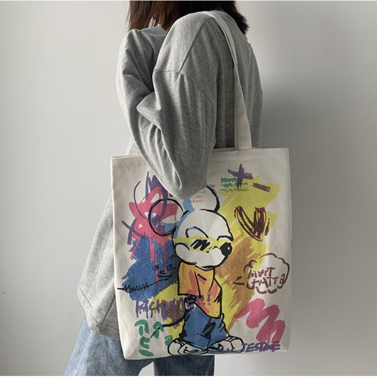 Túi tote có khoá kéo in hình chuột Mickey siêu cool