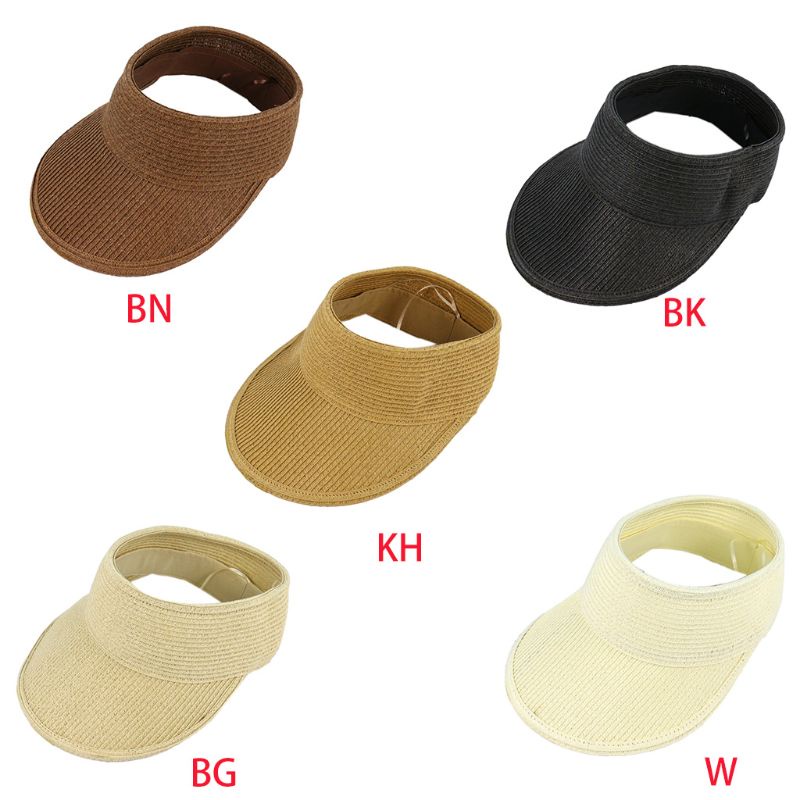 Mũ Rơm Rộng Vành Hở Chóp Màu Sắc Đơn Giản Chống Tia UV Có Thể Điều Chỉnh Thoáng Khí