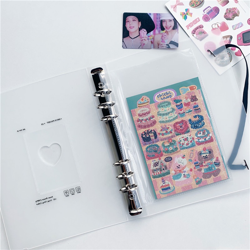 Trang trong sổ còng khổ A5 3-inch đựng ảnh Polaroid/thẻ nhỏ làm album thần tượng