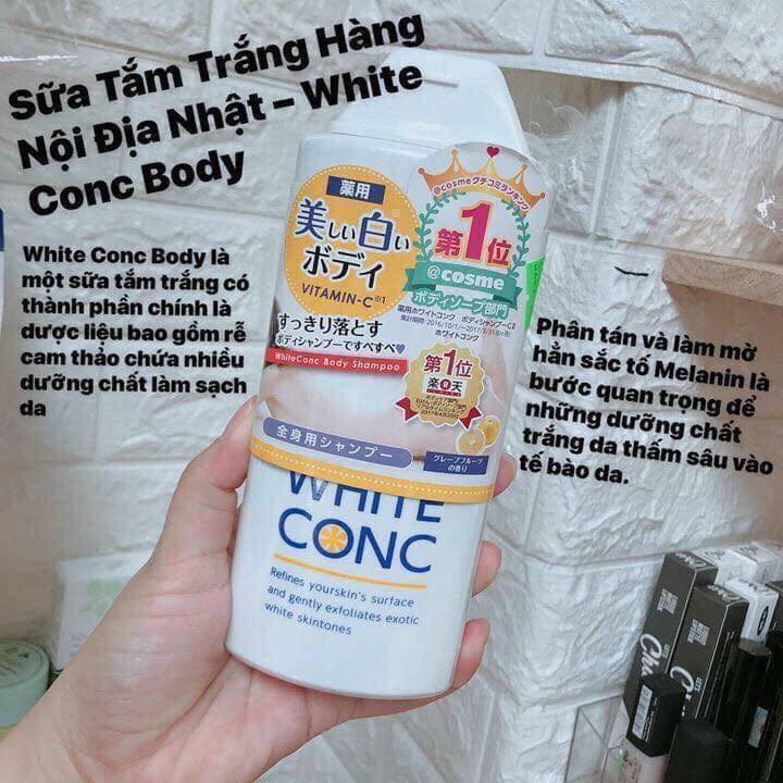 Sữa tắm dưỡng trắng da White ConC Nhật Bản giúp nuôi dưỡng da trắng hồng và rạng rỡ tự nhiên 360ml