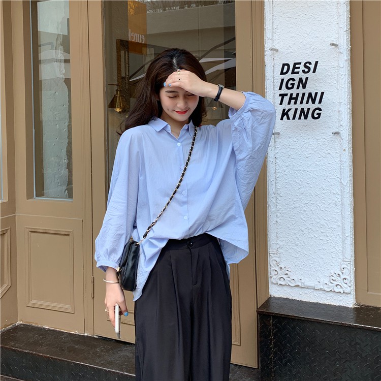  Xiaozhainv Áo sơ mi tay lửng dáng rộng kiểu Hàn Quốc | BigBuy360 - bigbuy360.vn