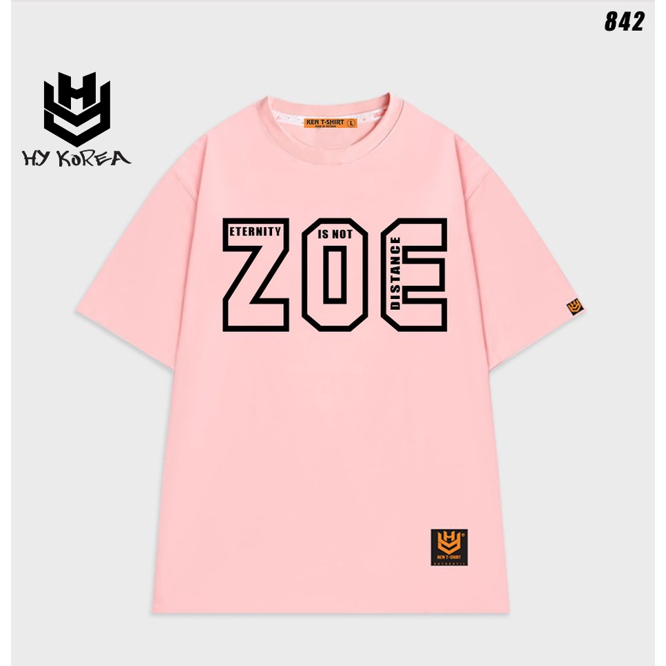 Áo thun form rộng unisex tay lỡ ZOE 842 HY KOREA