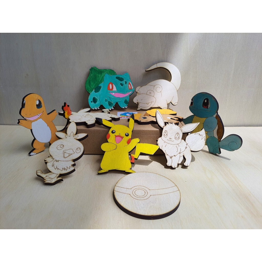 Tô màu gỗ POKEMON  tặng kèm nam châm tủ lạnh