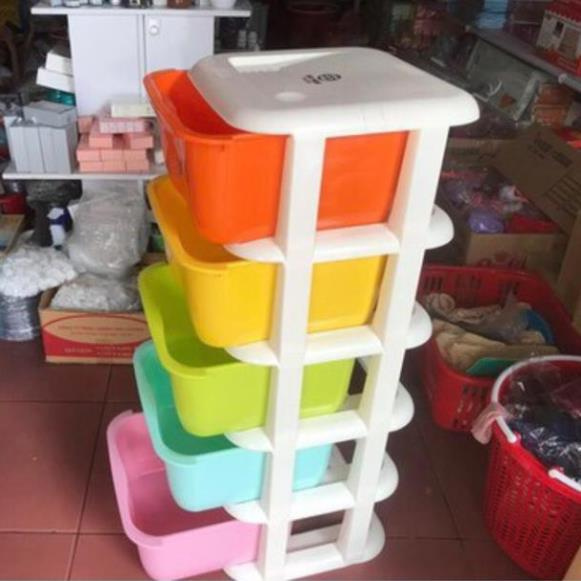 Tủ Nhựa 5 Tầng Đựng Quần Áo Có Bánh Xe [Miễn Phí Ship] - Chính Hãng Việt Nhật [Thanh Mai Shop]