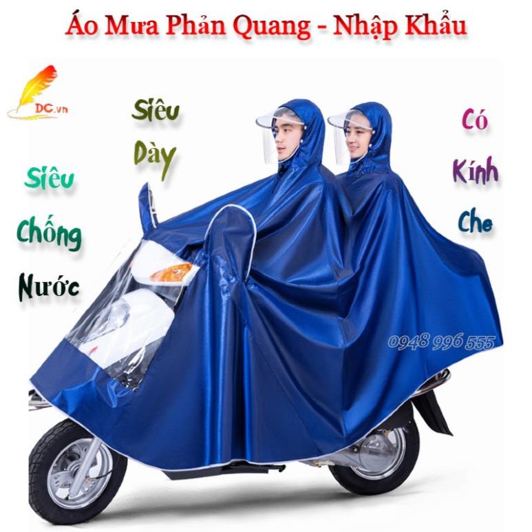 Áo Mưa Phản Quang Loại 1 Và 2 Đầu Có Kính Che, Nhựa Nguyên Sinh Cao Cấp chống nước tốt, siêu dai