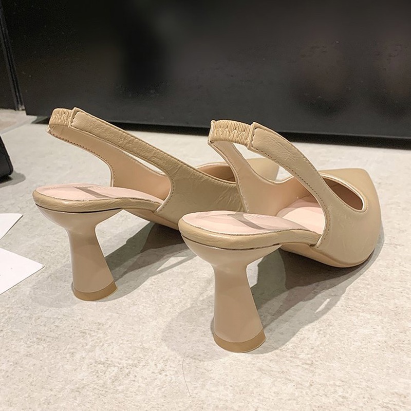 Giày Cao Gót Mũi Nhọn Hở Ngón Phong Cách Pháp Dễ Phối Đồ