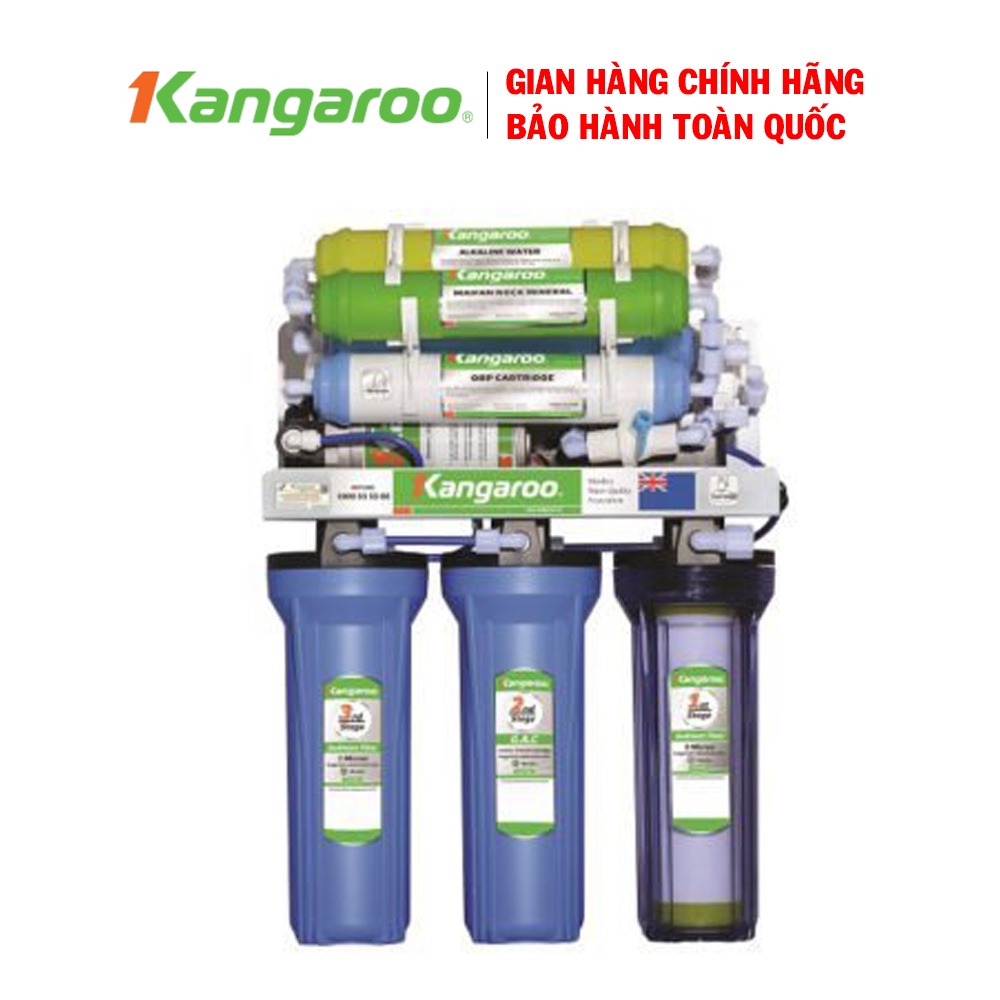 Máy Lọc Nước Kangaroo KGRP12, Có 9 cấp lọc, Công suất lọc 15 lít/1h, Tự động sục rửa lõi lọc số 4, Bảo hành tại nhà