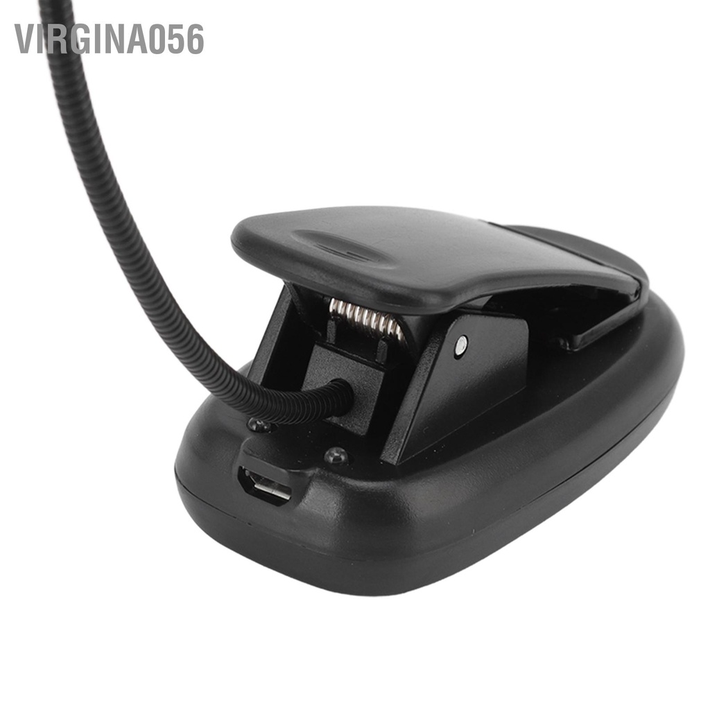 Virgina056 Clip On Light Đen 9 cấp độ 7 Đèn có thể gập lại linh hoạt Cổ ngỗng USB sạc LED kẹp bảng