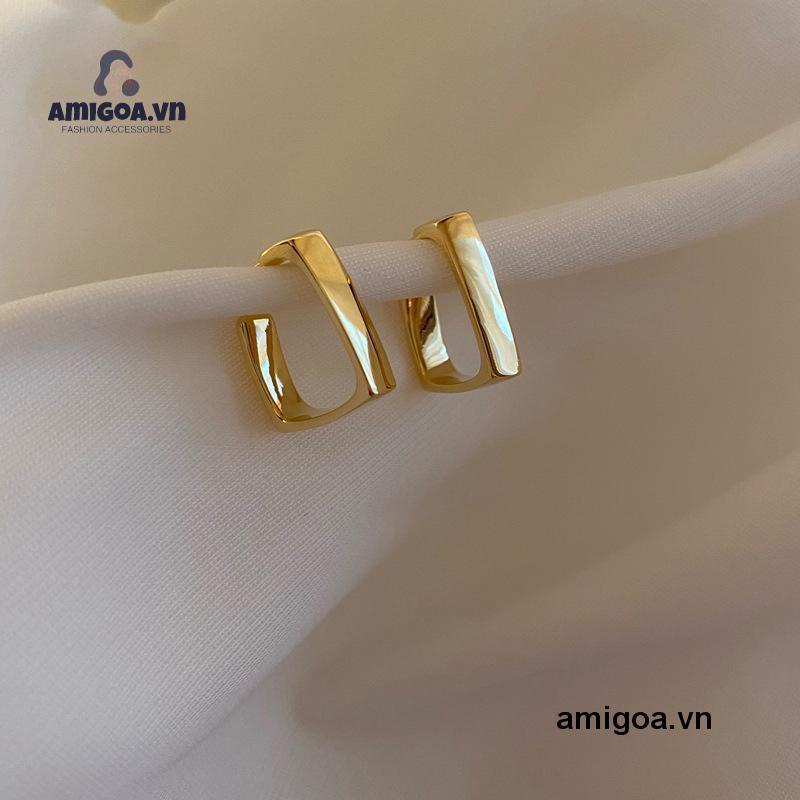 ✨✨Cặp bông tai mạ bạc 925 hình vuông độc đáo phong cách Hong Kong cổ điển