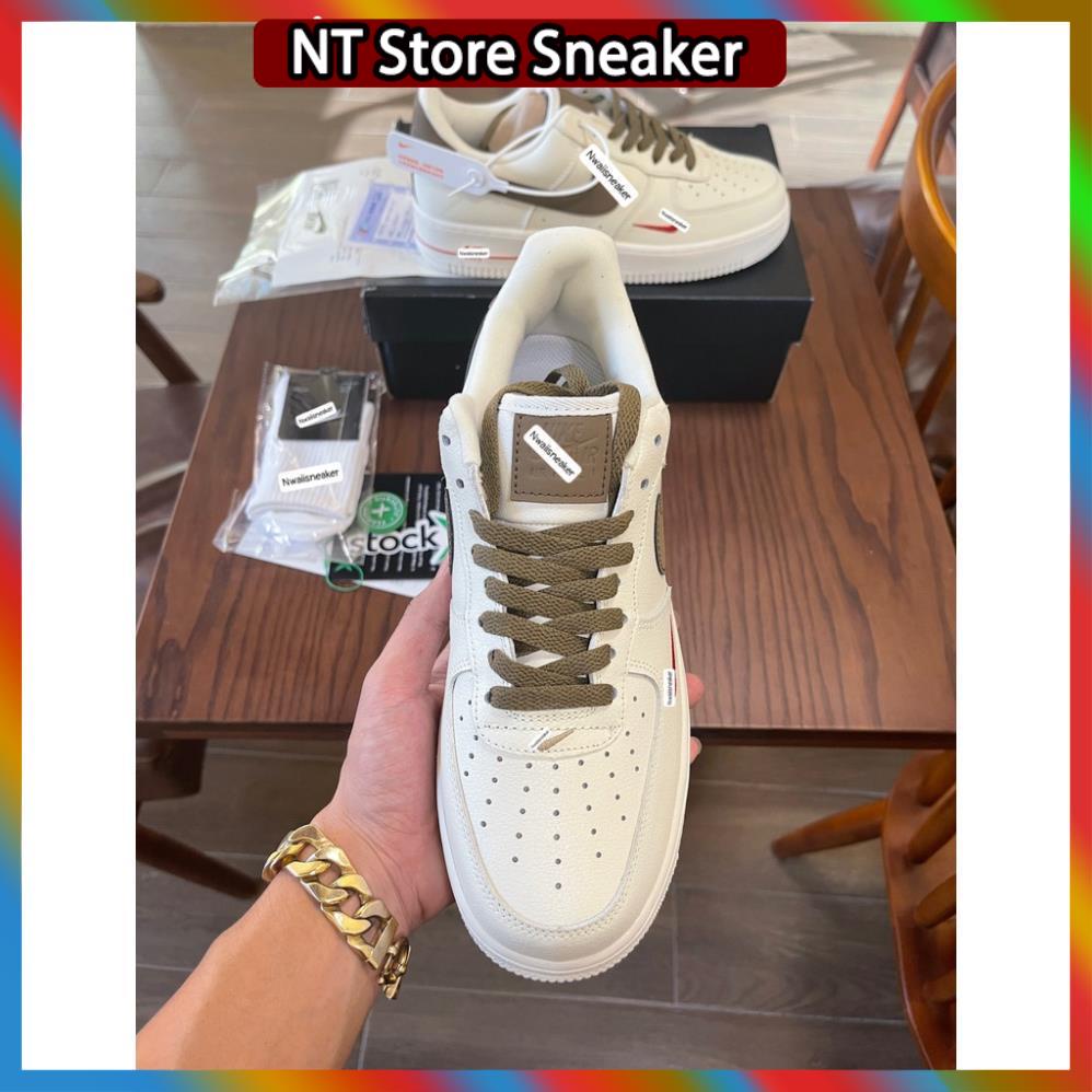Giày Air Force 1 Low Premium White Brown - giày af1 vệt nâu trắng nam nữ hot trend 2022
