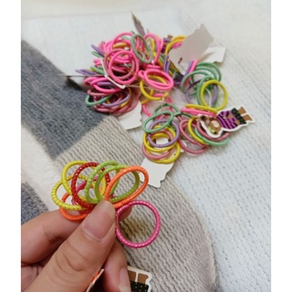 Set 100 thun cột tóc cầu vồng size baby