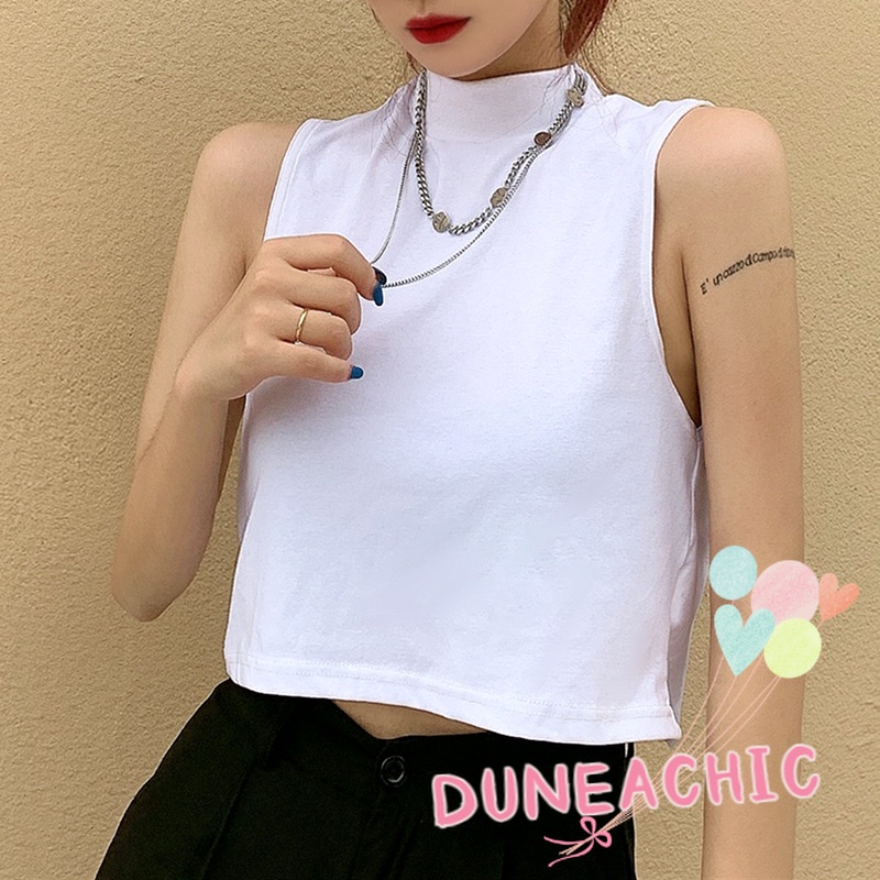 Áo Tank Top Cổ Cao Màu Trơn Thời Trang Dành Cho Nữ