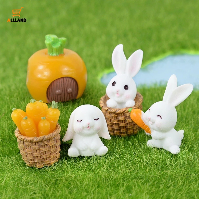 1 Phụ Kiện Trang Trí Tiểu Cảnh Hình Thỏ Cà Rốt Hoạt Hình Dễ Thương