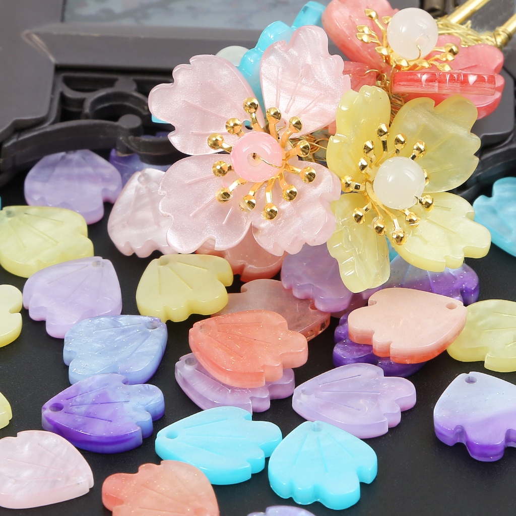 Set 10 phụ kiện làm trang sức thủ công hình cánh hoa bằng acrylic