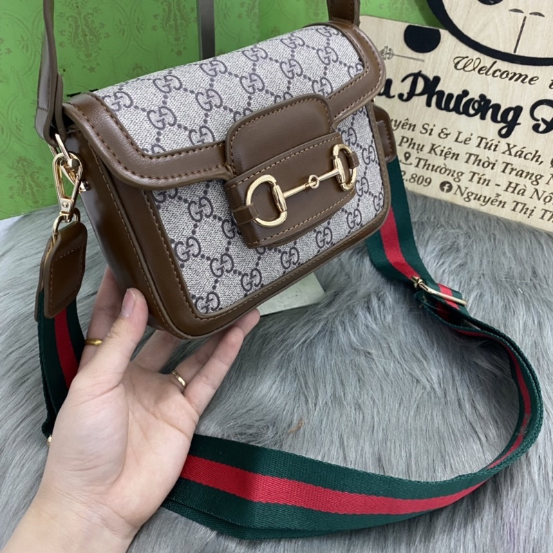 Túi Viền Nâu Hồ Ngọc Hà bản 2 dây đeo hàng siêu cấp size 19cm (ảnh thật shop chụp - kèm video shop quay)