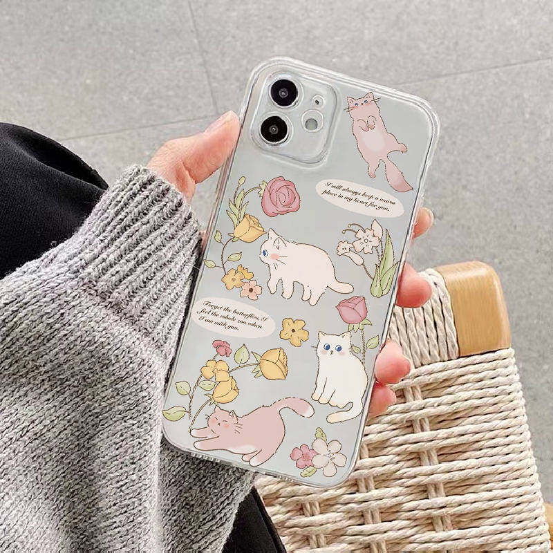 Ốp điện thoại hình mèo chống ố màu thích hợp cho Iphone13 Apple 12/11 Promax Xr 7/8plus Raap