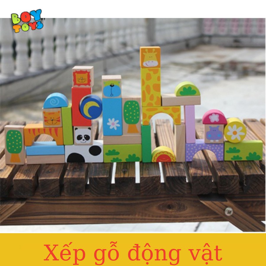 Combo 3 đồ chơi gỗ cho bé, Rút gỗ, gỗ cột hình học, xếp gỗ động vật Preschool Line phát triển kĩ năng logic hình khối