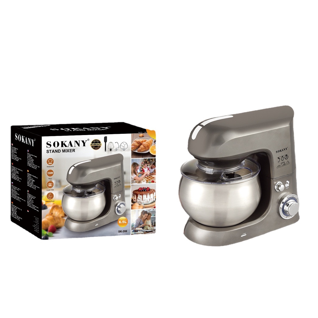 Máy Nhồi Bột Đánh Trứng Đánh Kem Để Bàn Sokany 6,5 Lít Đa Năng Gia Đình 1500w Cao Cấp Nhào Trộn Bột Tốt Nhất - SKNSK266