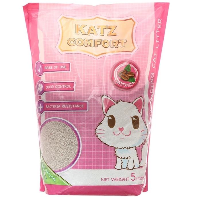 CÁT VỆ SINH CHO MÈO KATZ COMFORT HƯƠNG CÀ PHÊ/ TÁO 5L