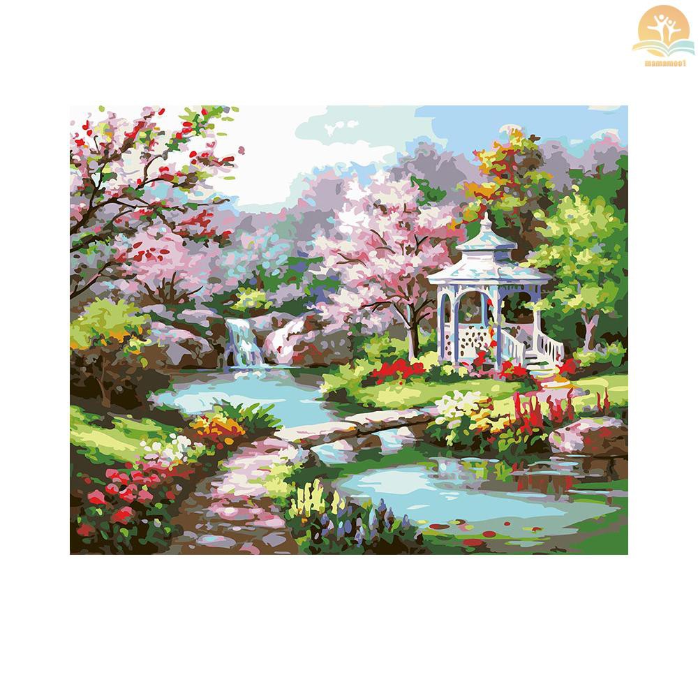 Bộ Tranh Sơn Dầu 15.7x19.7 Inch Hình Phong Cảnh Mùa Xuân Kèm Cọ Acrylic Diy Trang Trí Nhà Cửa