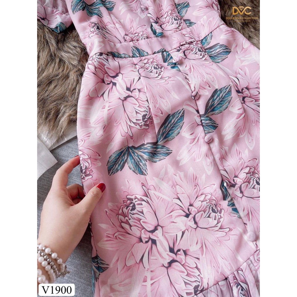 Váy đầm body hoa dáng đuôi cá chiết eo đính khuy sang trọng V1900 - Adelashop [kèm ảnh thật] | BigBuy360 - bigbuy360.vn