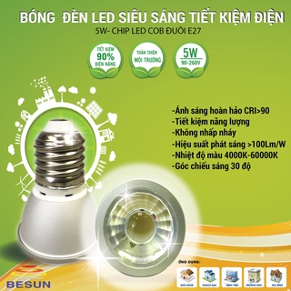 [BÓNG ĐÈN] Bóng Đèn LED Siêu Sáng 5W Besun LED Light (Chip LED COB Cao Cấp)