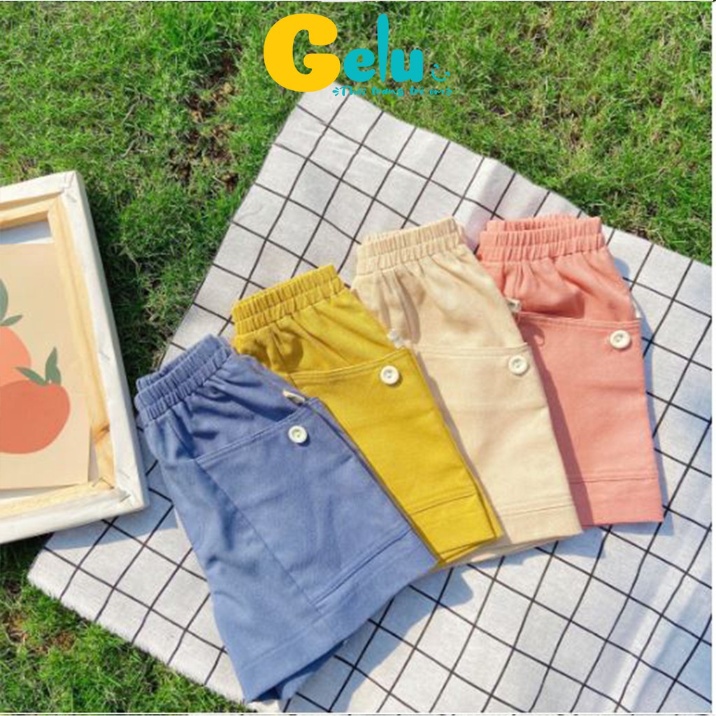 Quần đùi cho bé trai, quần đùi cho bé gái chất linen có túi sườn phong cách - GELU KIDS QBU001